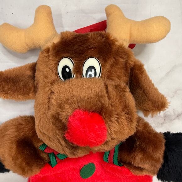 Vintage Santa's Best Reindeer Hand Puppet 15" Christmas Red Nose Plush - Picture 2 of 6